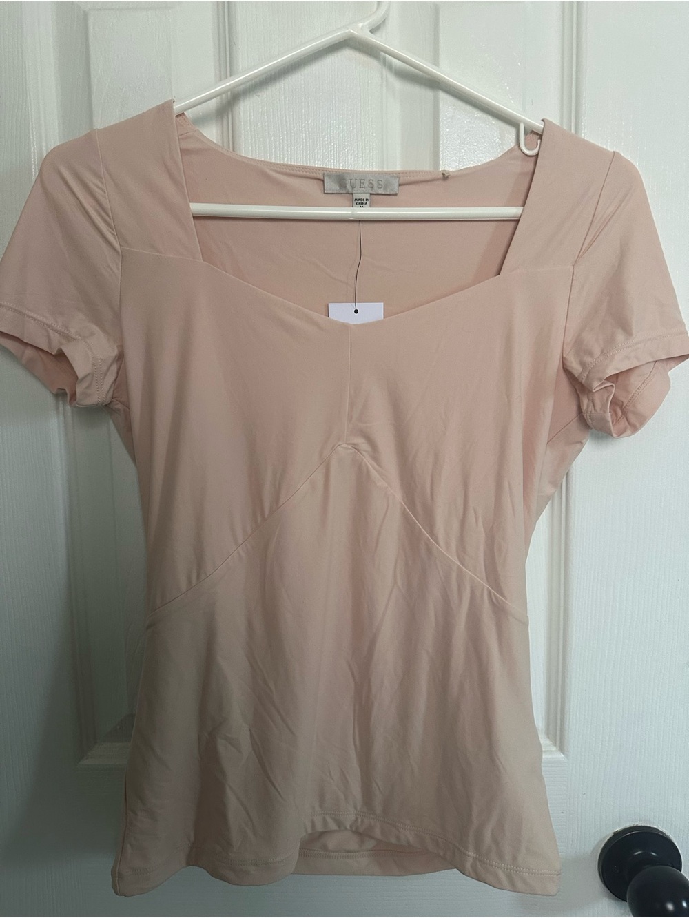 GUESS skinny latte Square Neck Short Second Skin Top Size M